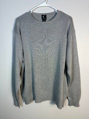 C The Collection Silk Cashmere Crewneck Sweater XL Gray
